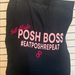 Posh Black Tote with Pink Lettering